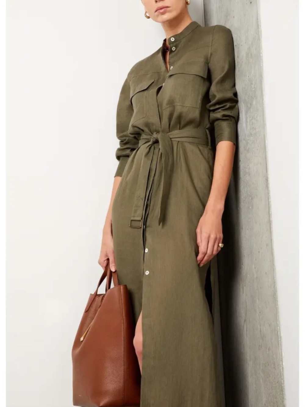 Southampton Linen Dress, Olive, Fits 4/6